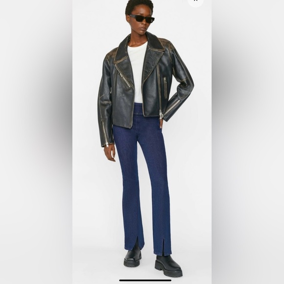 Frame The Jet Set Flare Jeans Size 2 Front Slit Stretch Pull On High Rise (New) - Picture 12 of 13